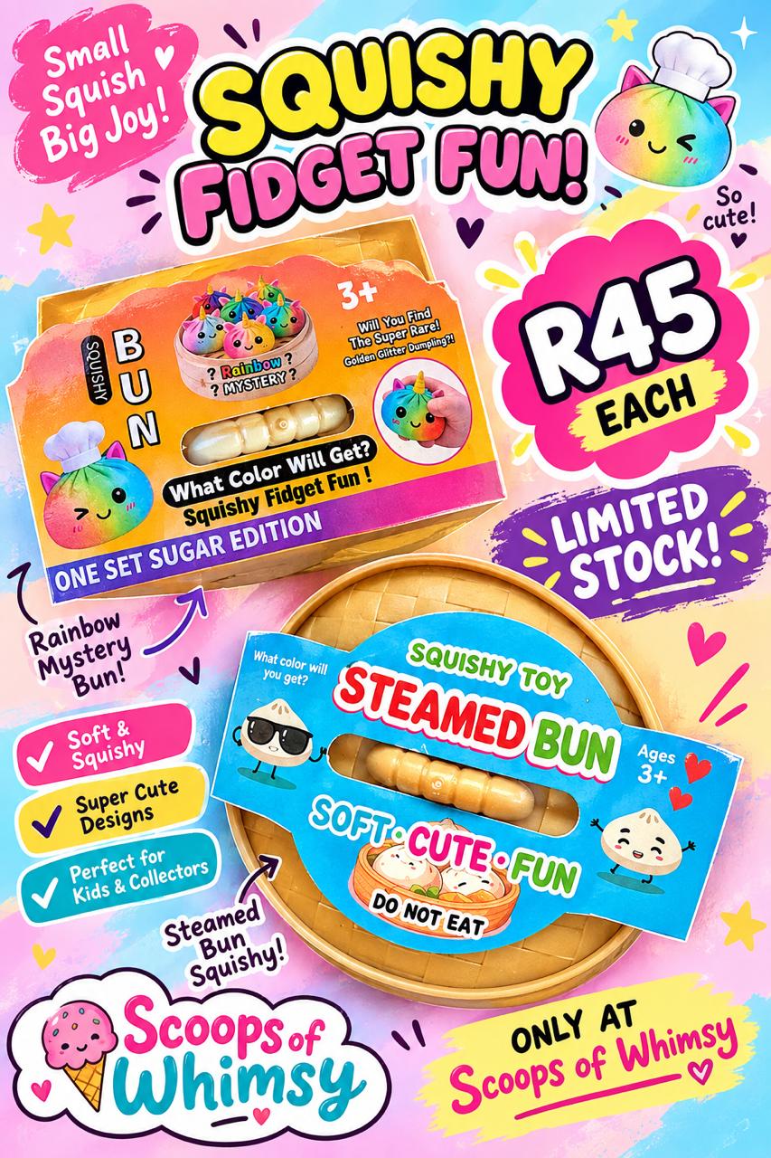 Squishy Fidget Fun R45 each at Scoops of Whimsy