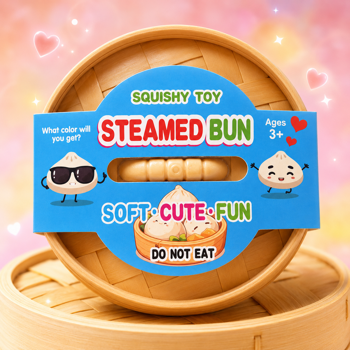 Steamed Bun squishy toy in whimsical Scoops of Whimsy styling